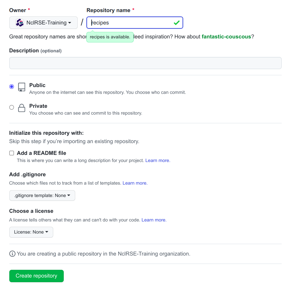 Creating a Repository on GitHub (Step 2)